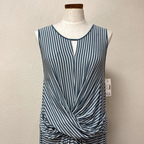 NWT Catherines Blue & White Striped Summer Dress sz 14/16 - Picture 7 of 7